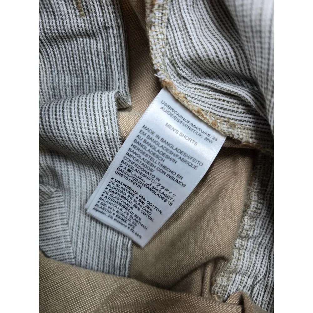 Amazon Essentials Chino Shorts Mens 28‎ Khaki Brown Cotton Stretch NEW